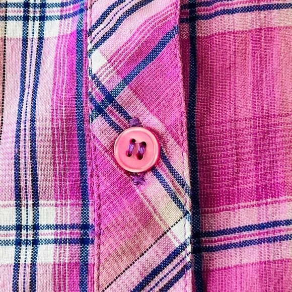 Kut from the Kloth Pink Flannel Long Sleeve Shirt Size XL Western Barbiecore - Picture 7 of 9